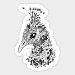 artistically decorated peacock with flowers and crown Sticker